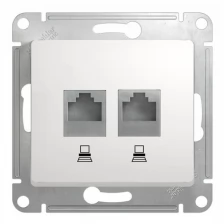 Розетка SCHNEIDER ELECTRIC GLOSSA двойная компьютерная RJ45+RJ45, кат.5E, механизм, белый