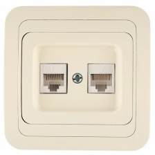 2 rj 45 2 модуля компьютерная cat 5e Makel Mimoza кремовая встроенная, 25036